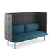 Modern blue and gray tufted sofa with two cushions against a white background. (Dark Blue-Dark Gray)