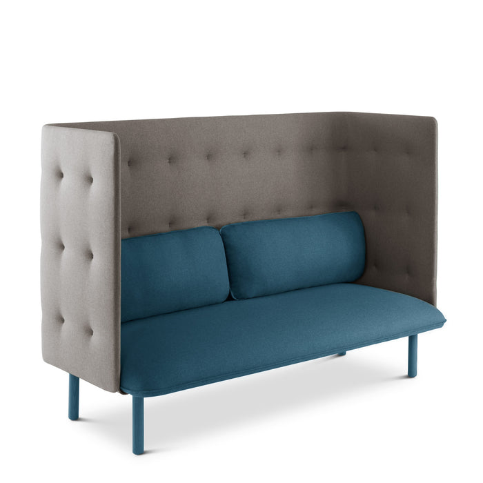 Modern blue and gray tufted office sofa on a white background (Dark Blue-Gray)