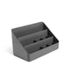Gray desk organizer with multiple compartments on white background. (Dark Gray)