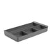 Gray plastic desk organizer with multiple compartments on a white background. (Dark Gray)