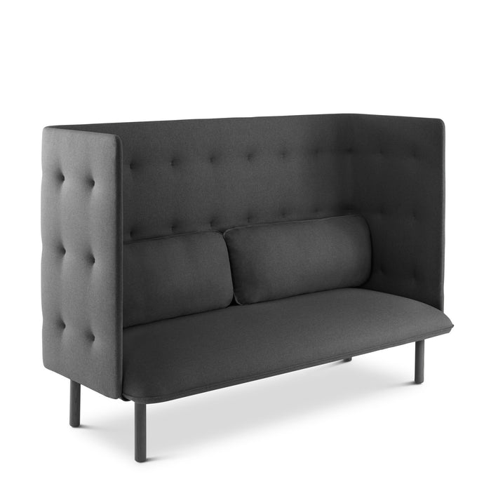 Modern charcoal tufted loveseat with cushion on white background (Dark Gray-Dark Gray)