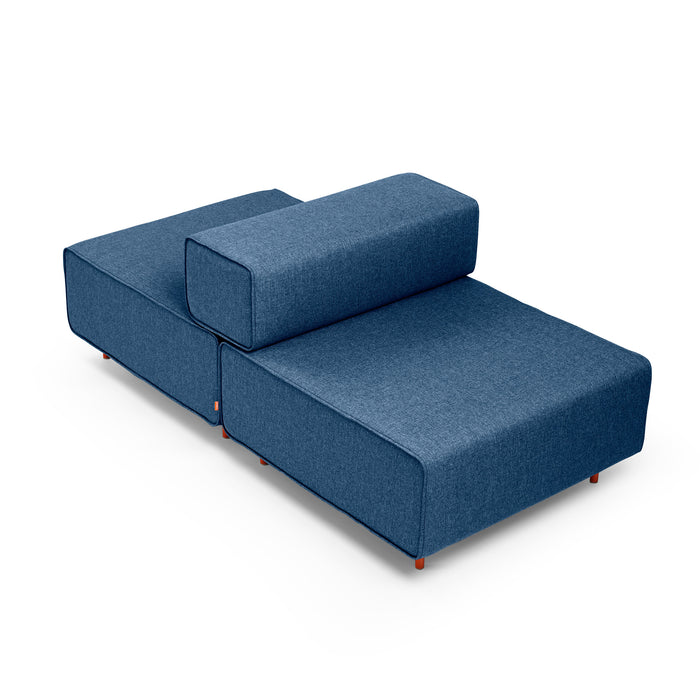 Modern blue modular sofa with backrest on white background. (Dark Blue-Dark Blue)