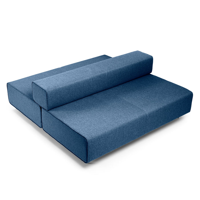 Modern blue fabric sofa bed isolated on white background (Dark Blue-Dark Blue)
