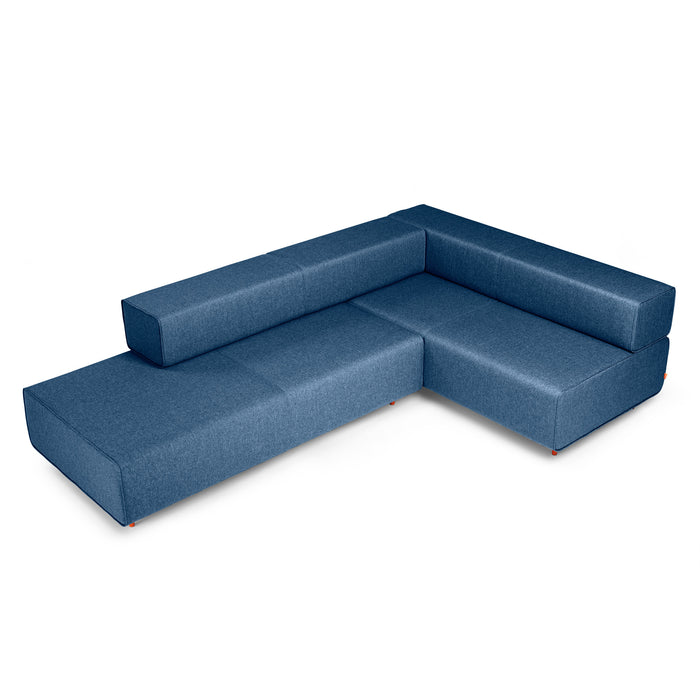 Contemporary blue sectional sofa isolated on white background. (Dark Blue-Dark Blue)