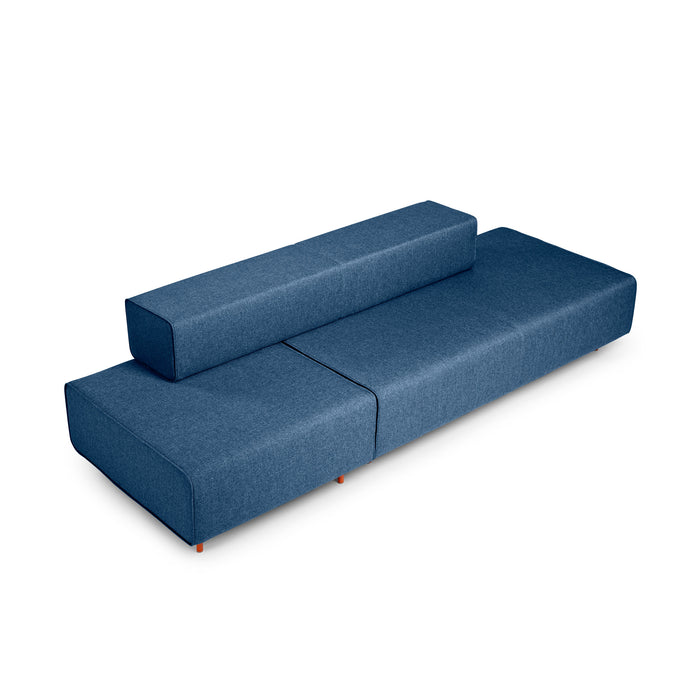 Blue modern sofa with clean lines and minimal design isolated on white background. (Dark Blue-Dark Blue)