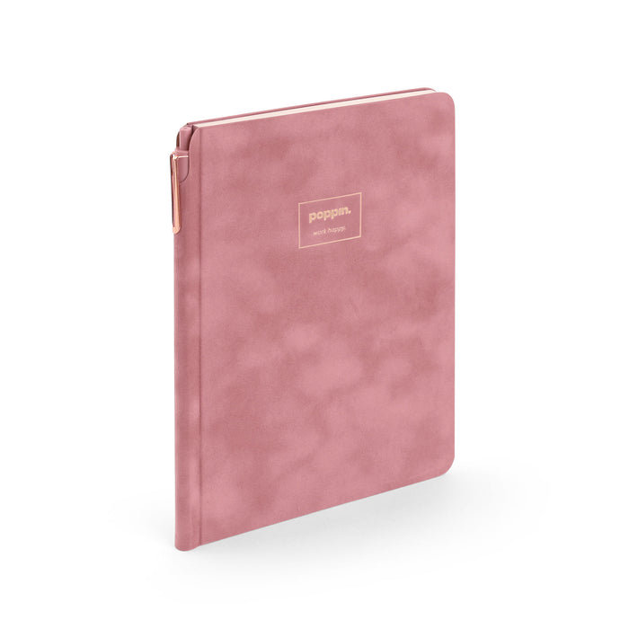 Pink Poppin hardcover notebook standing on white background (Dusty Rose)