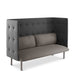 Modern gray tufted high-back loveseat with cushions on white background. (Gray-Dark Gray)