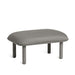 Gray fabric upholstered oval ottoman on a white background. (Gray)