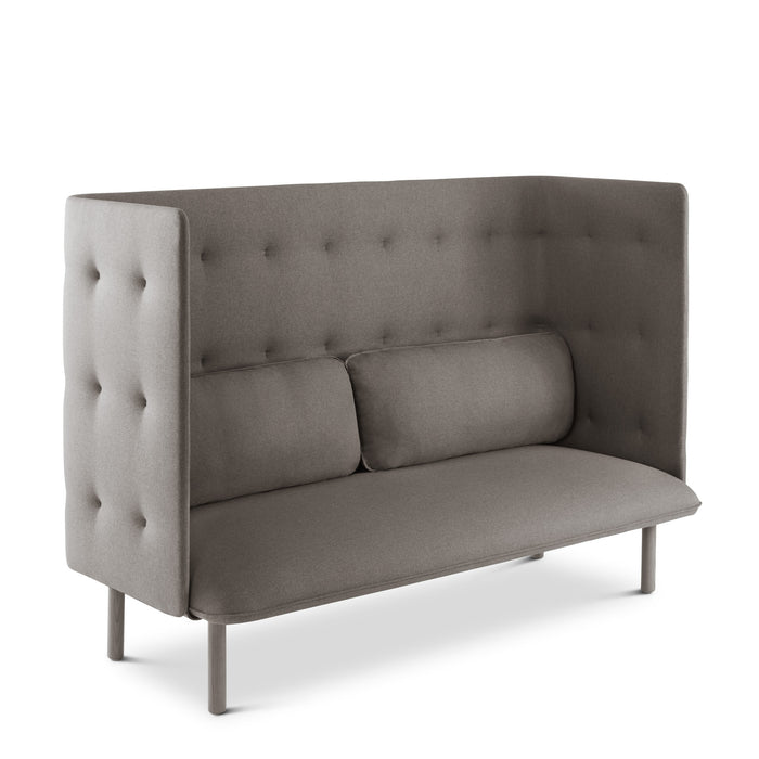 Elegant gray tufted two-seater sofa isolated on white background. (Gray-Gray)