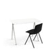 Modern white desk with black chair on a white background. (Black)