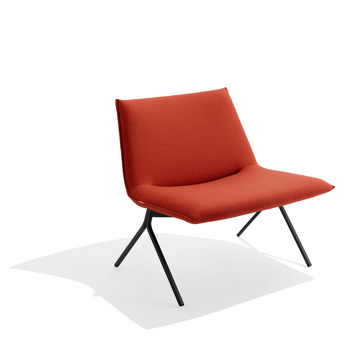 Modern red lounge chair with black legs on white background (Brick-Black)