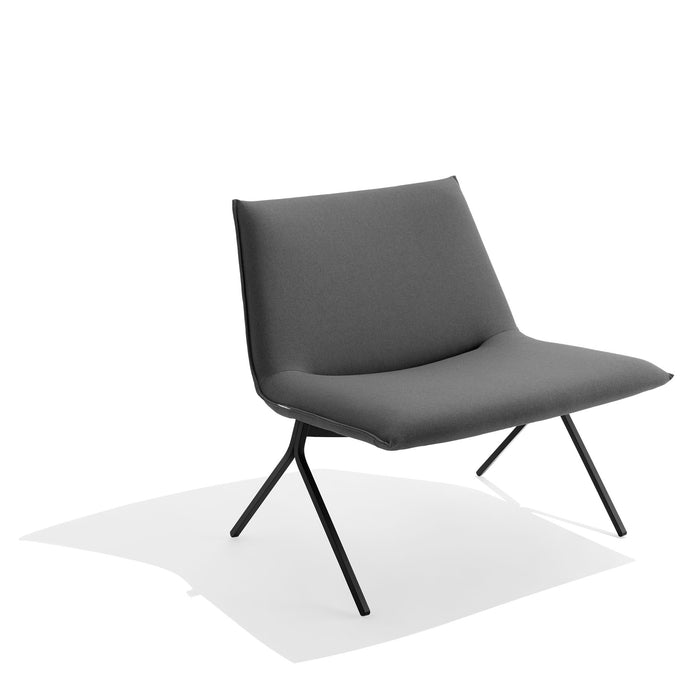Modern gray lounge chair with black legs on white background. (Dark Gray-Black)