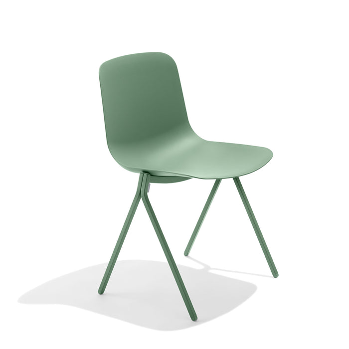 Modern green chair with metal legs on a white background. (Sage)