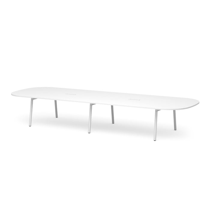 Modern white oval-shaped conference table on a white background. (White-180&quot;)