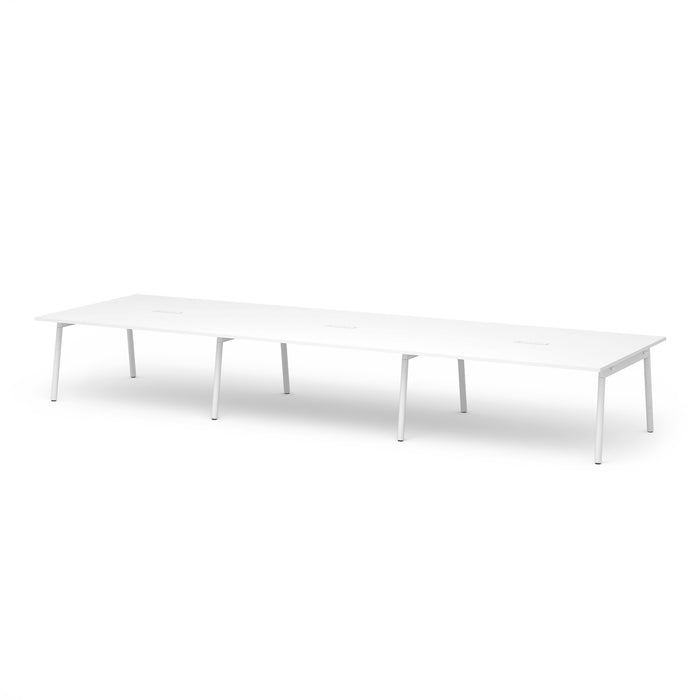 White modern modular office table on a white background. (White-198&quot;)