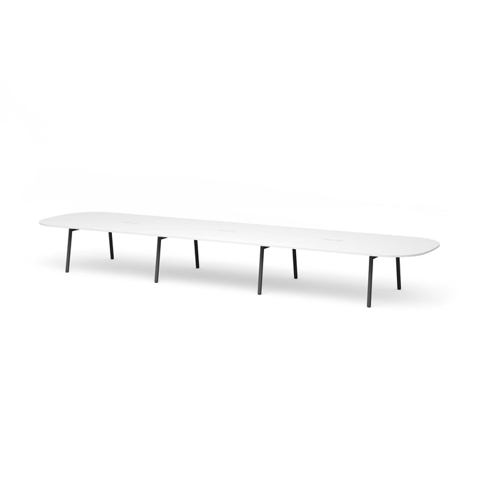 Modern minimalist white oval coffee table on a white background. (White-246&quot;)