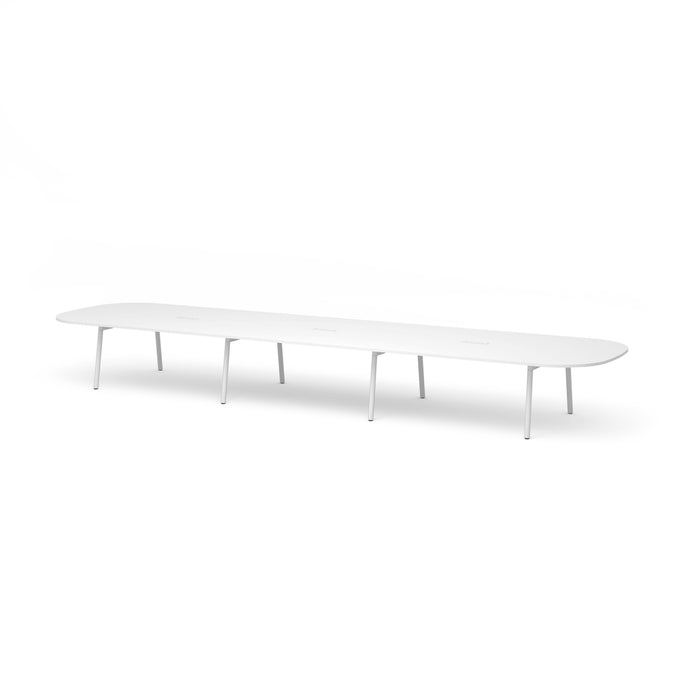 Modern white elliptical conference table on a white background (White-246&quot;)