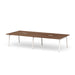 Modern walnut conference table with white legs on a plain background. (Walnut-132&quot;)