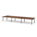 Modern long wooden table with black legs on white background. (Walnut-198&quot;)