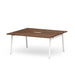 Modern brown wooden table with white legs on a white background. (Walnut-66&quot;)