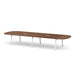 Modern long oval wooden table with white legs on a white background. (Walnut-180&quot;)