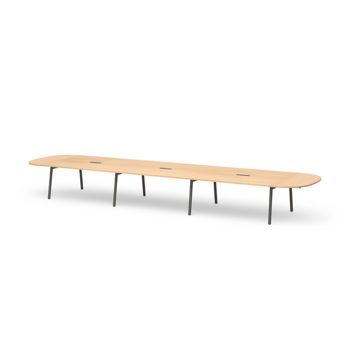 Modern wooden oval conference table on white background. (Natural Oak-246&quot;)
