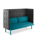 Modern two-seater sofa with charcoal gray backrest and vibrant teal cushions on white background. (Teal-Dark Gray)