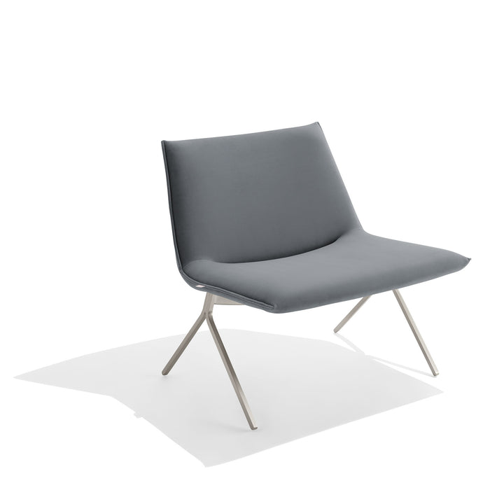 Modern gray lounge chair on white background (Dark Gray-Nickel)
