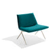 Modern teal accent chair with sleek metal legs on white background. (Teal-Nickel)
