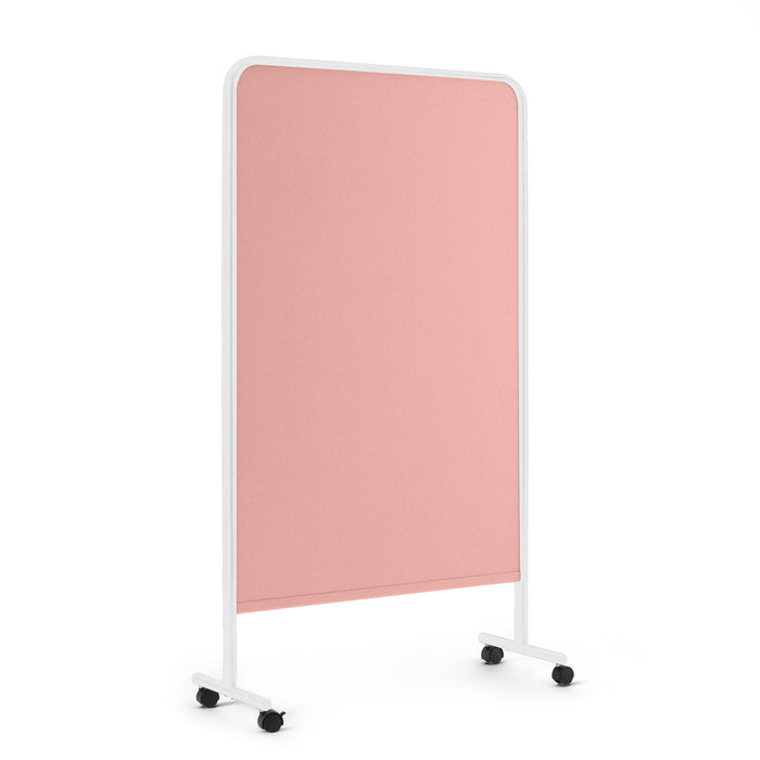 Mobile pink partition on white background with castor wheels (White-Blush)