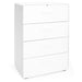White four-drawer modern filing cabinet on a white background. (White)