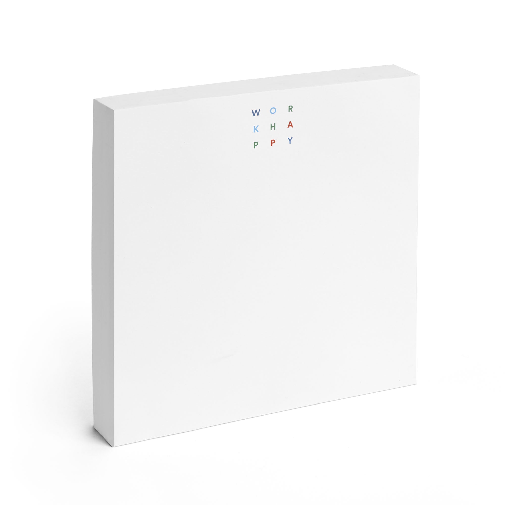 Blank white product box with minimalistic typography on upper side against a white background. (Hero)