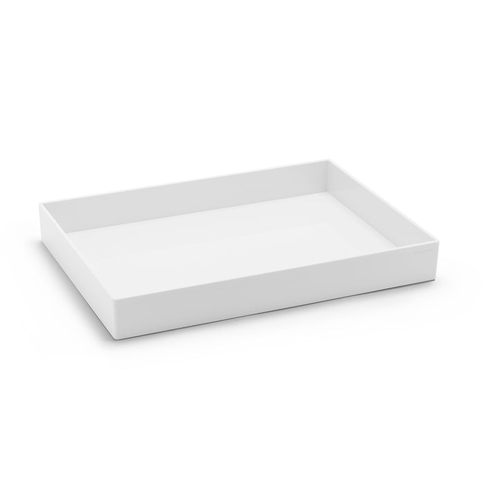 White minimalist desk tray on a clean background. (White)