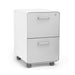 White modern rolling file cabinet with two drawers and locks (Light Gray-White)