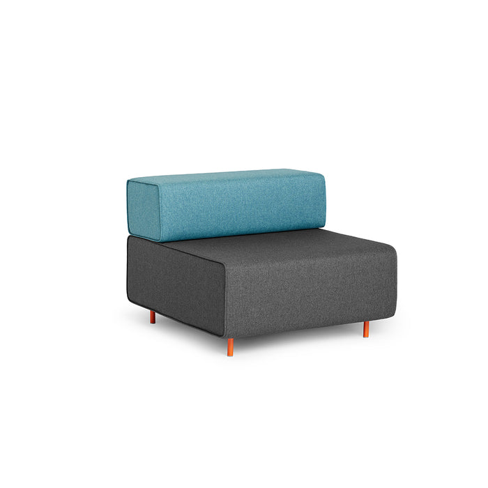 Modern two-tone modular sofa with blue and gray upholstery on a white background. (Dark Gray-Blue)