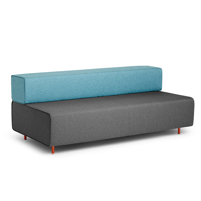 Modern two-tone modular sofa with blue and grey sections on a white background. (Dark Gray-Blue)