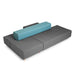 Modern gray sofa with blue cushions on white background (Dark Gray-Blue)