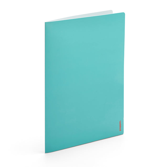 Blank turquoise folder standing on white background (Aqua)