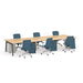 Modern office conference table with blue chairs on white background (Natural Oak-57&quot;)