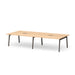 Modern wooden office table with black metal legs against a white background. (Natural Oak-132&quot;)