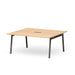 Modern light wood office desk with black metal legs on a white background. (Natural Oak-66&quot;)