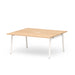 Modern light wood office desk with white legs on a white background. (Natural Oak-66&quot;)