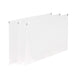 Three hanging clear plastic file folders against a white background. (White)